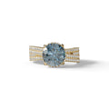 2 Carat Blue Round Cut Hidden Halo Lab & Pave Lab Diamond Ring - Je t’aime - 10K Solid Gold / Yellow Gold