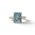 3 Carat Blue Radiant Cut Hidden Halo & Pave Set Lab Diamond Ring - Riviera - 10K Solid Gold / Yellow Gold