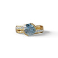 2 Carat Blue Round Shaped Channel Set Lab Diamond Engagement Ring - Avonlea - 10K Solid Gold / Yellow Gold