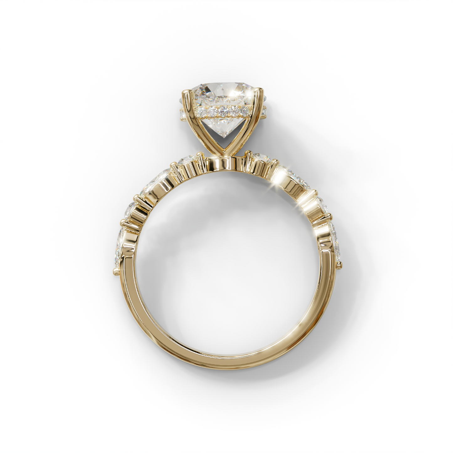 2 Carat E-VVS Round Cut Hidden Halo & Pave Set Lab Diamond Ring - Pure Origin