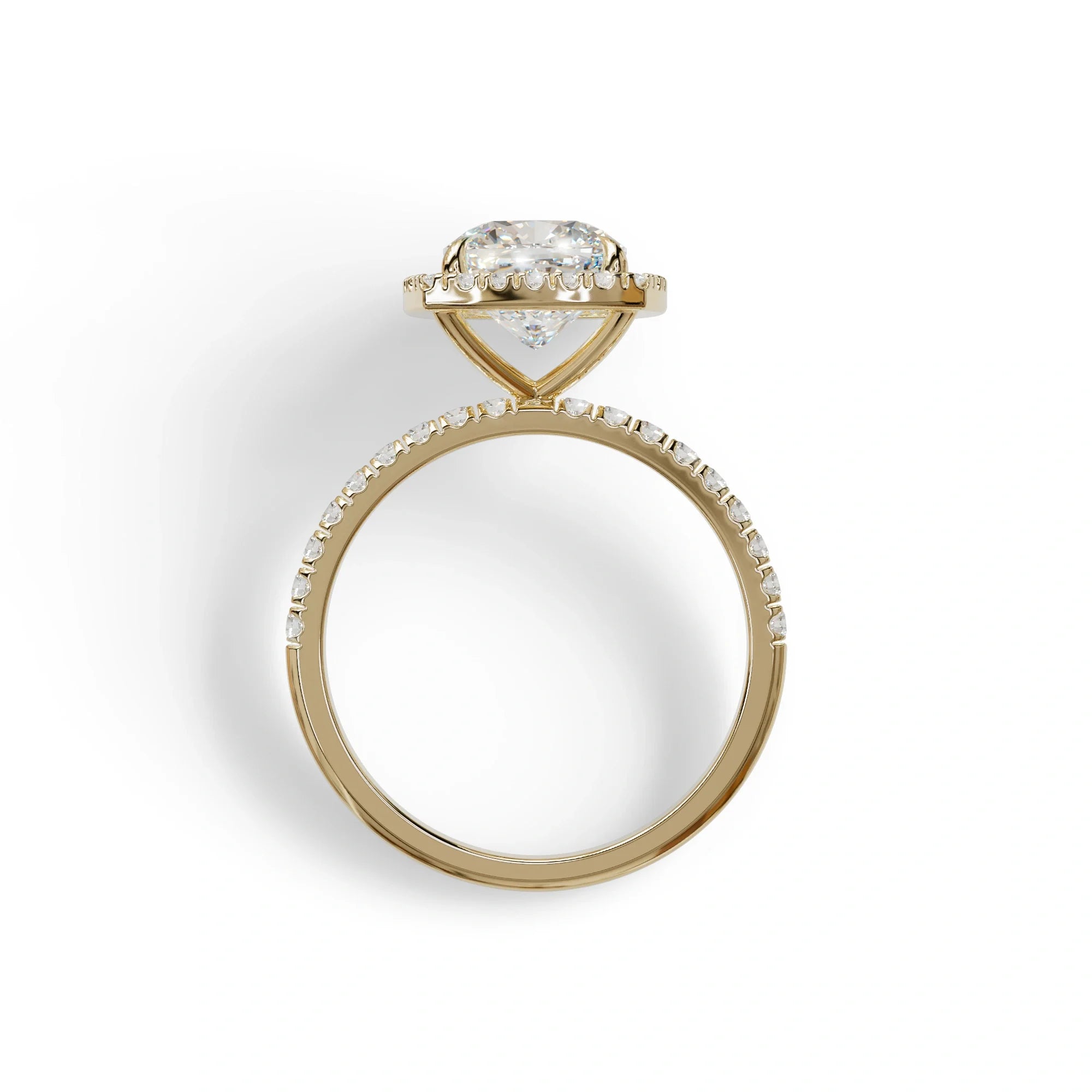 E-VVS Cushion Cut Halo & Pave Lab Grown Diamond Engagement Ring - Rosa