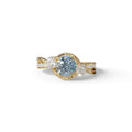 2 Carat Blue Lab Grown Diamond Round Engagement Ring - Giverny - 10K Solid Gold / Yellow Gold