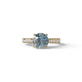 2 Carat Round Cut Blue Lab Grown Diamond Engagement Ring | Hidden Halo & Pave - Brilliant - 10K Solid Gold / Yellow Gold