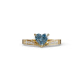 Blue Heart Shape Lab Grown Diamond Engagement Ring - Moise - 2 Carat / 10K Solid Gold / Yellow Gold