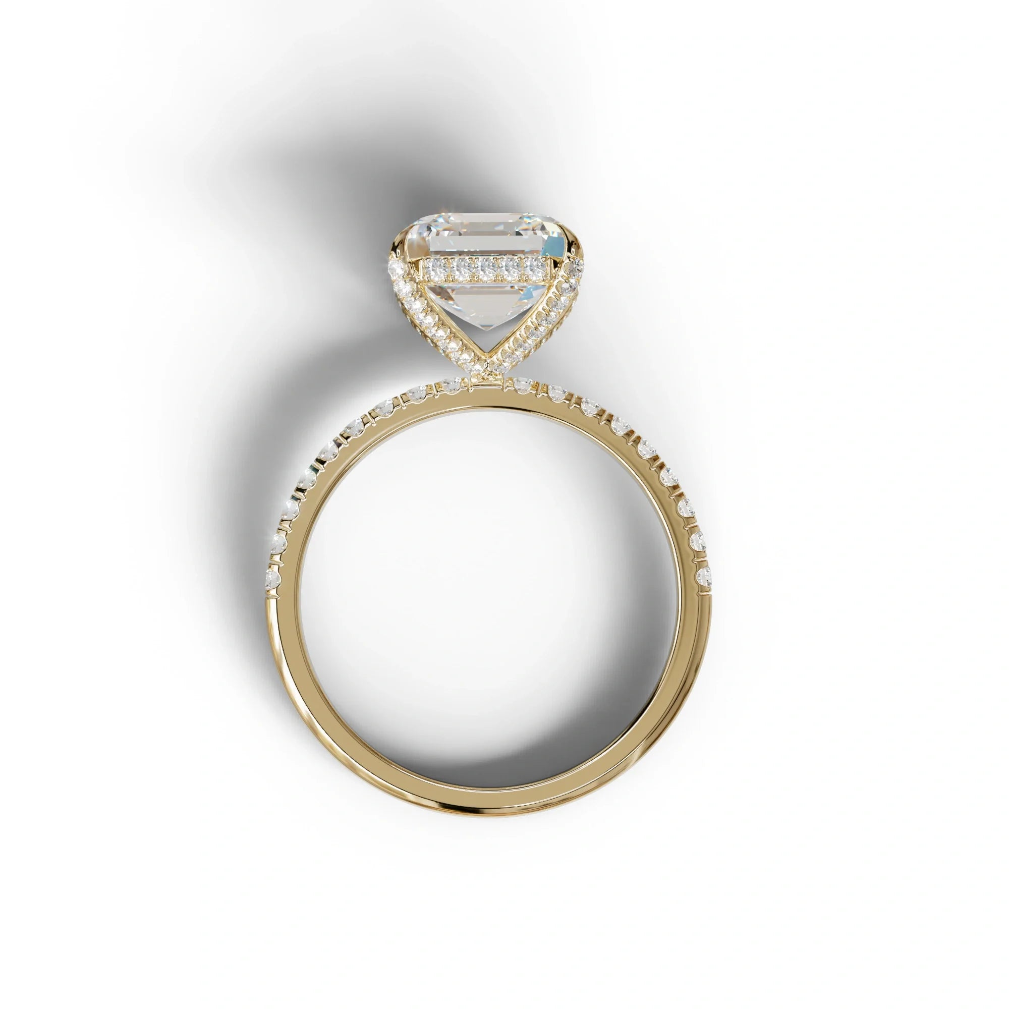 3 Carat E-VVS Asscher Cut Hidden Halo & Pave Lab Grown Diamond Ring