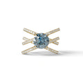 1.5 Carat Blue Round Cut Criss Cross Lab Diamond Ring - Elegant - 10K Solid Gold / Yellow Gold