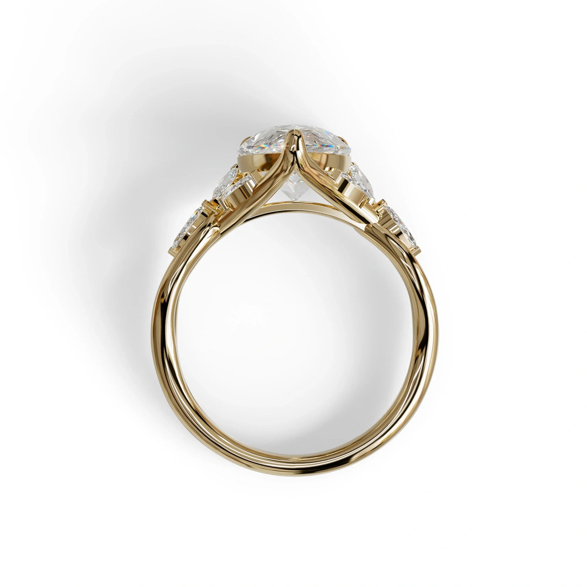 3 Carat E-VVS Pear Cut Cluster-Vintage Setting Lab Grown Diamond Ring - Celena