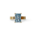 4Ct Blue Radiant Cut Lab Grown Diamond Solitaire Engagement Ring - Crownfire - 10K Solid Gold / Yellow Gold