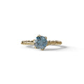 1 Carat Blue Round Cut Lab Diamond Ring - Hyper Glam - 10K Solid Gold / Yellow Gold
