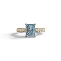 2 Carat Blue Radiant Cut Halo & Pave Lab Grown Diamond Ring- Asphalt