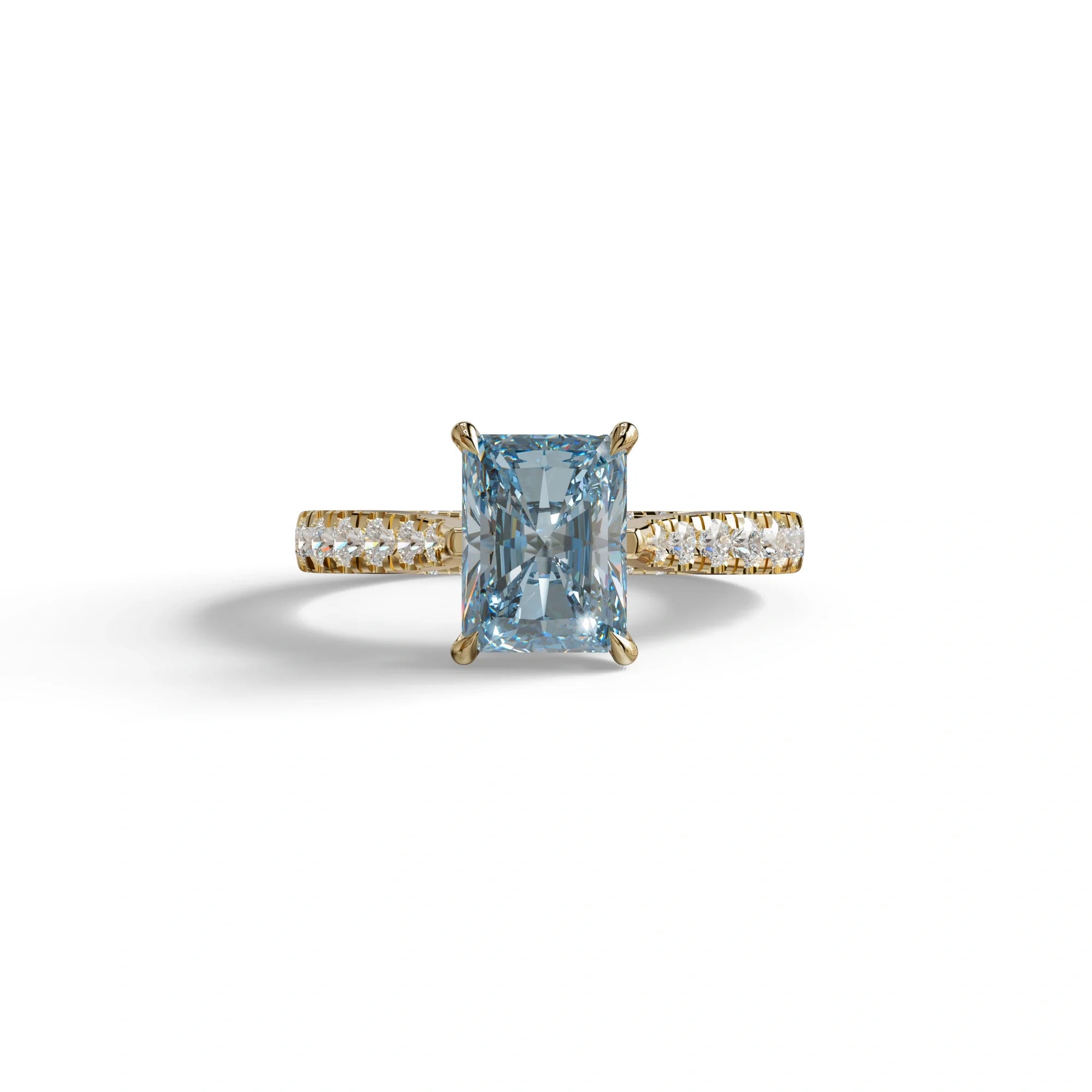 2 Carat Blue Radiant Cut Halo & Pave Lab Grown Diamond Ring- Asphalt