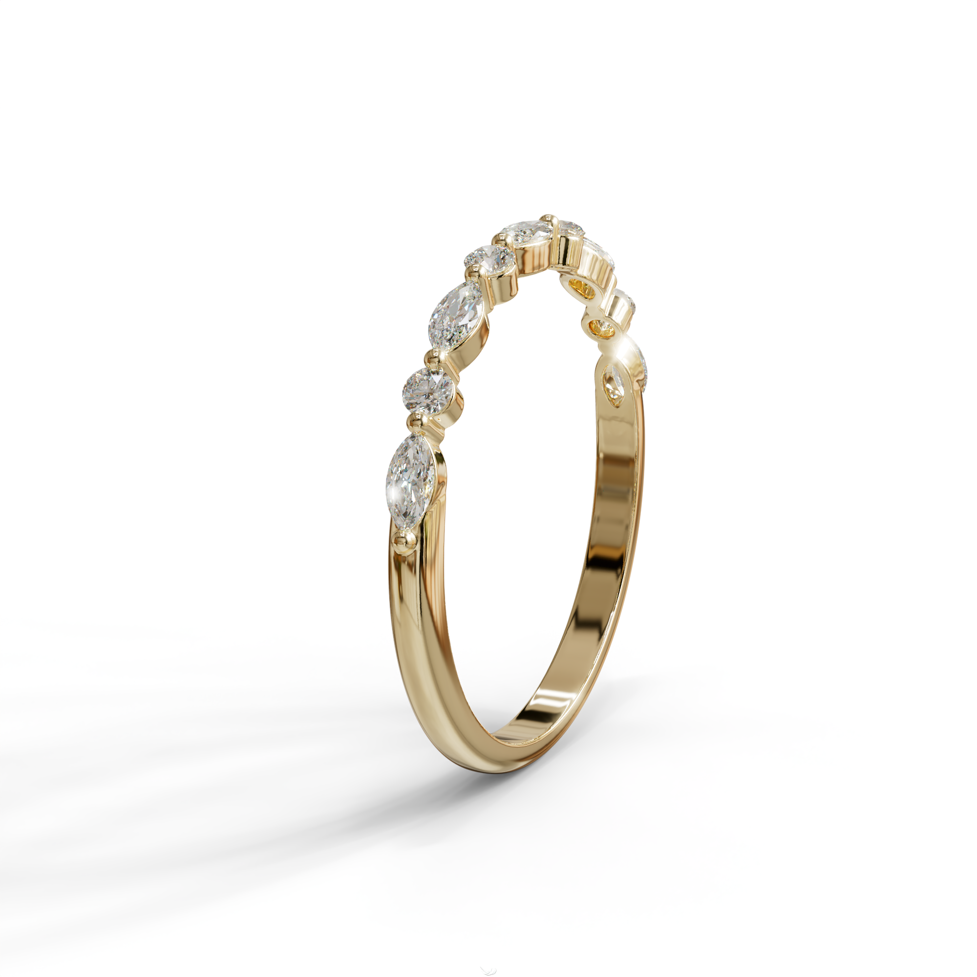 E/VVS Round & Marquise Lab Grown Diamond Wedding Band - 10 Stone Ring