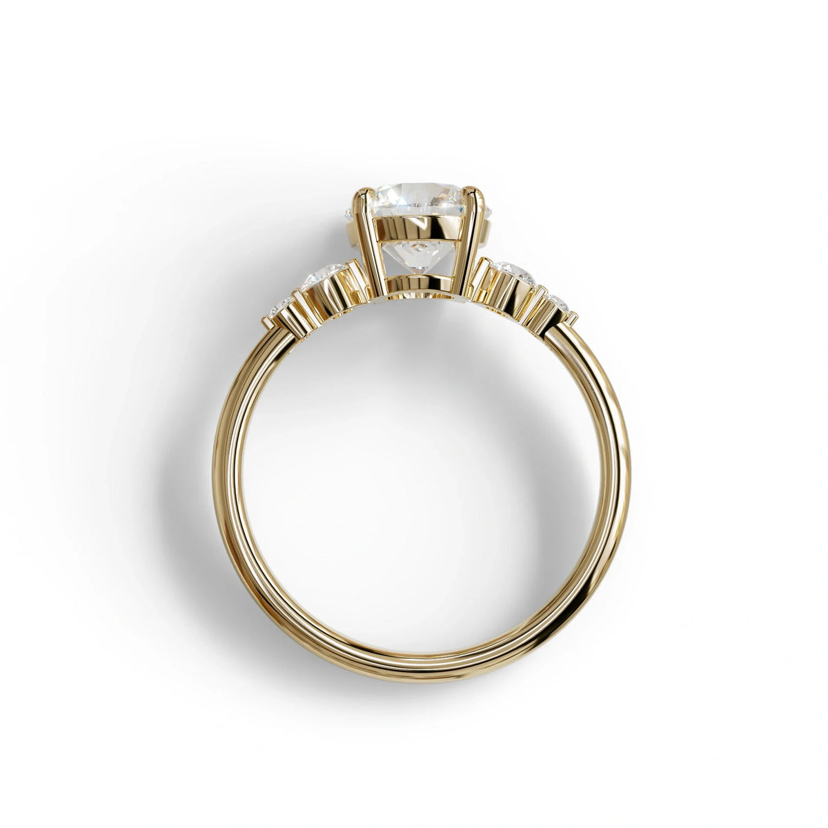 E-VVS Round Three Stone Lab Grown Diamond Engagement Ring - Romance