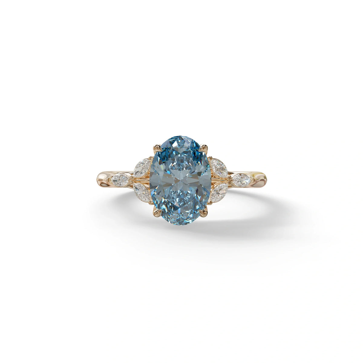 2.5 Carat Blue Lab Grown Diamond Engagement Ring · Oval Cut Nature-Inspired | Halcyon - view 1