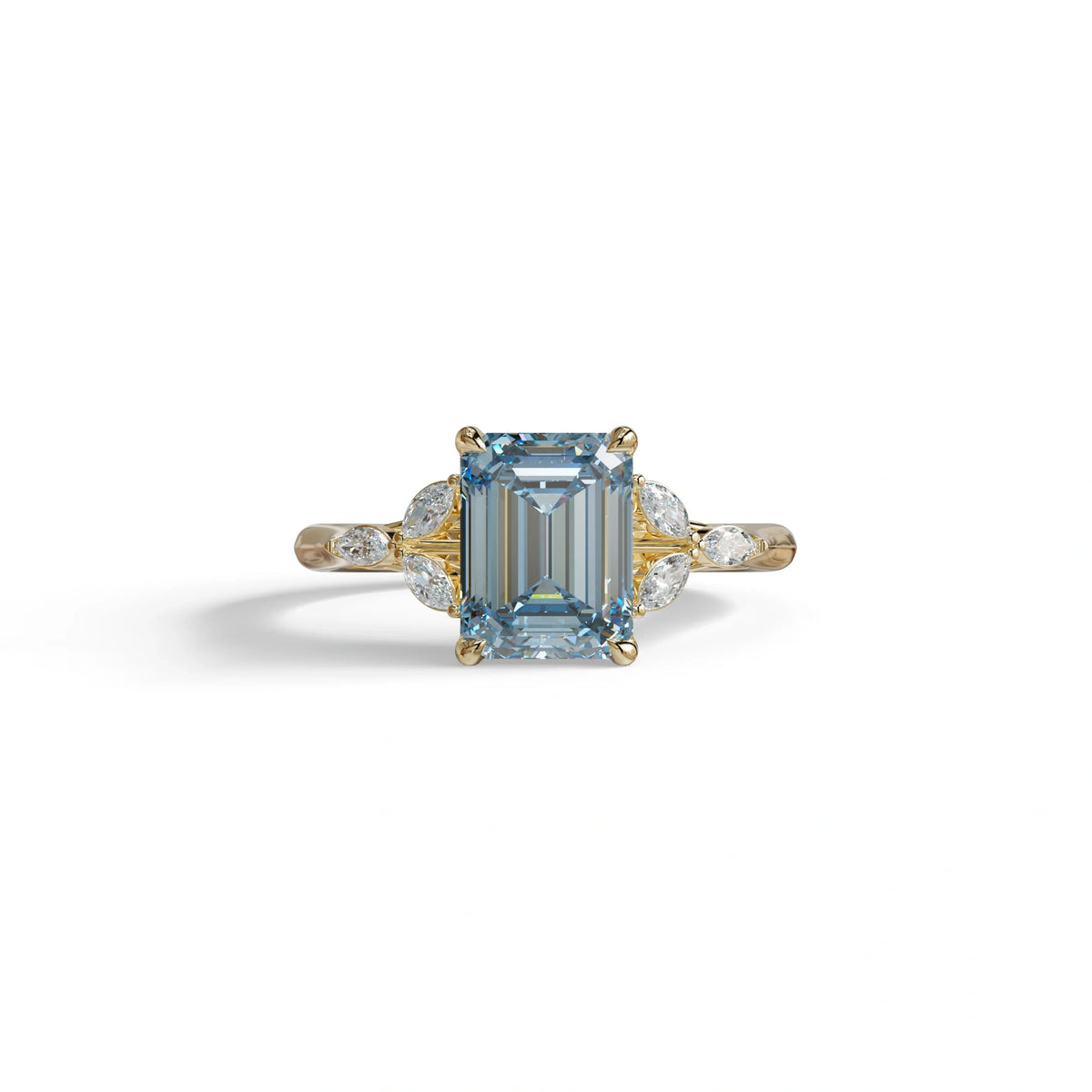 2.5 Carat Blue Lab Grown Diamond Engagement Ring · Emerald Cut Nature-Inspired | Verona - view 1
