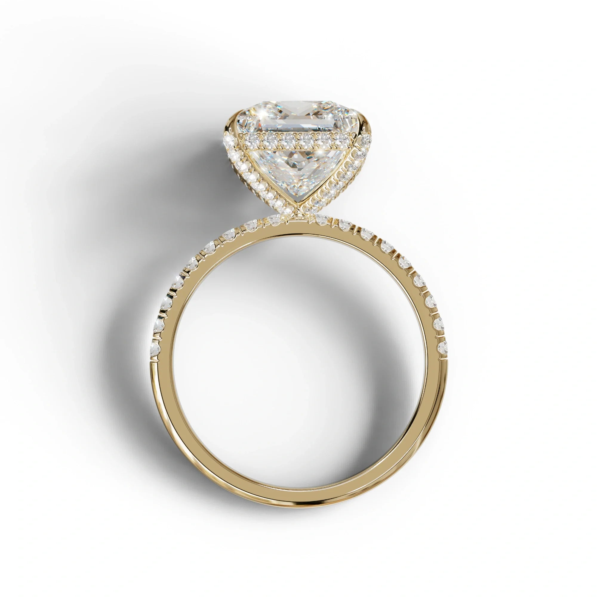 3 Carat E-VVS Princess Cut Hidden Halo & Pave Lab Diamond Ring