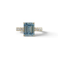 3 Carat Blue Emerald Cut Hidden Halo Lab Diamond Engagement Ring - Luminary - 10K Solid Gold / Yellow Gold