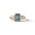 3 Ct Fancy Vivid Blue Emerald Cut Lab Diamond Ring - Lumons - 10K Solid Gold / Yellow Gold
