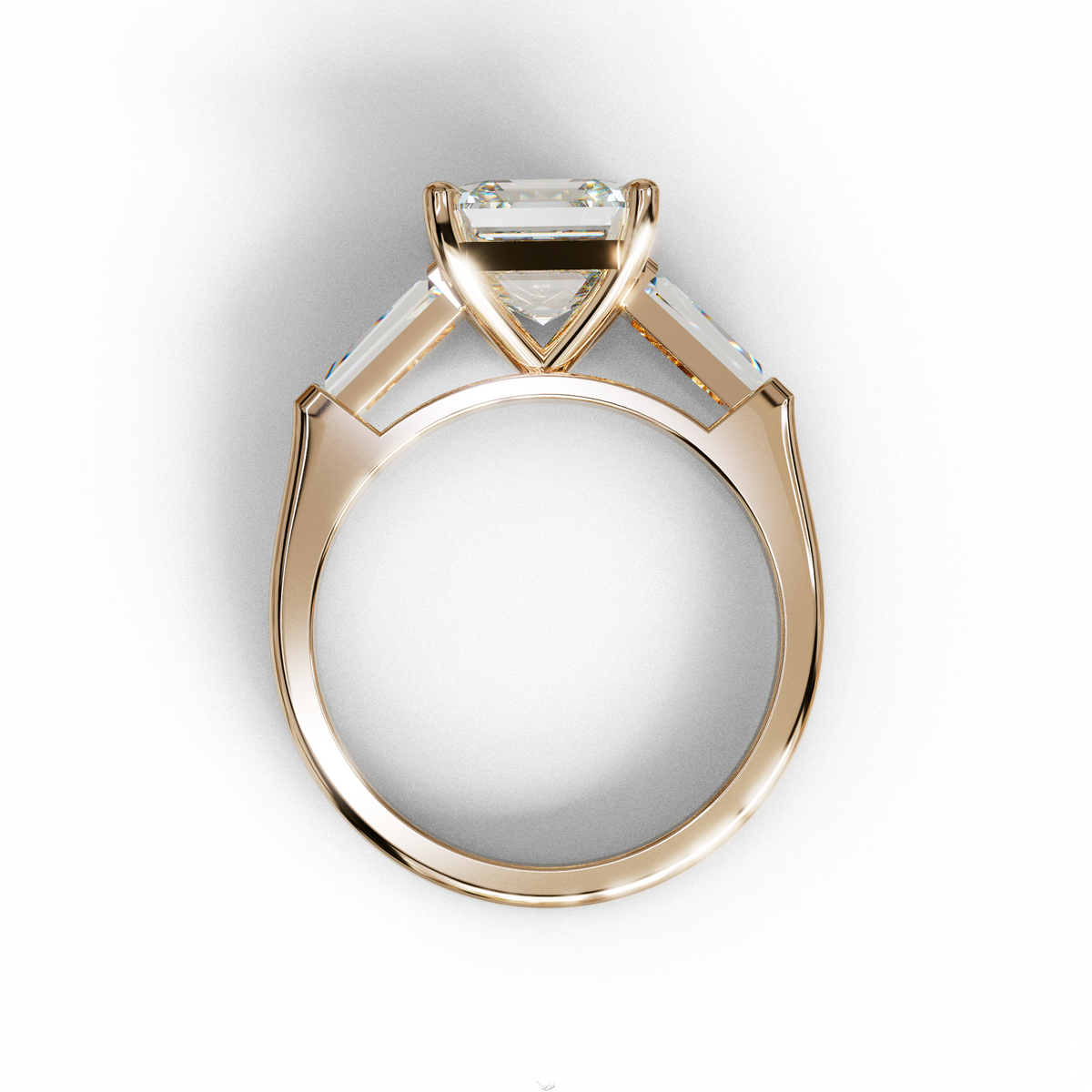 3 Carat E VVS Asscher & Baguette Cut Multi Stone Lab Diamond Ring - Brillante