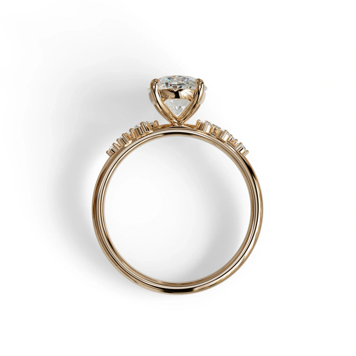 E-VVS Oval Cut Cluster-Vintage Setting Lab Grown Diamond Ring - Celeste Arc