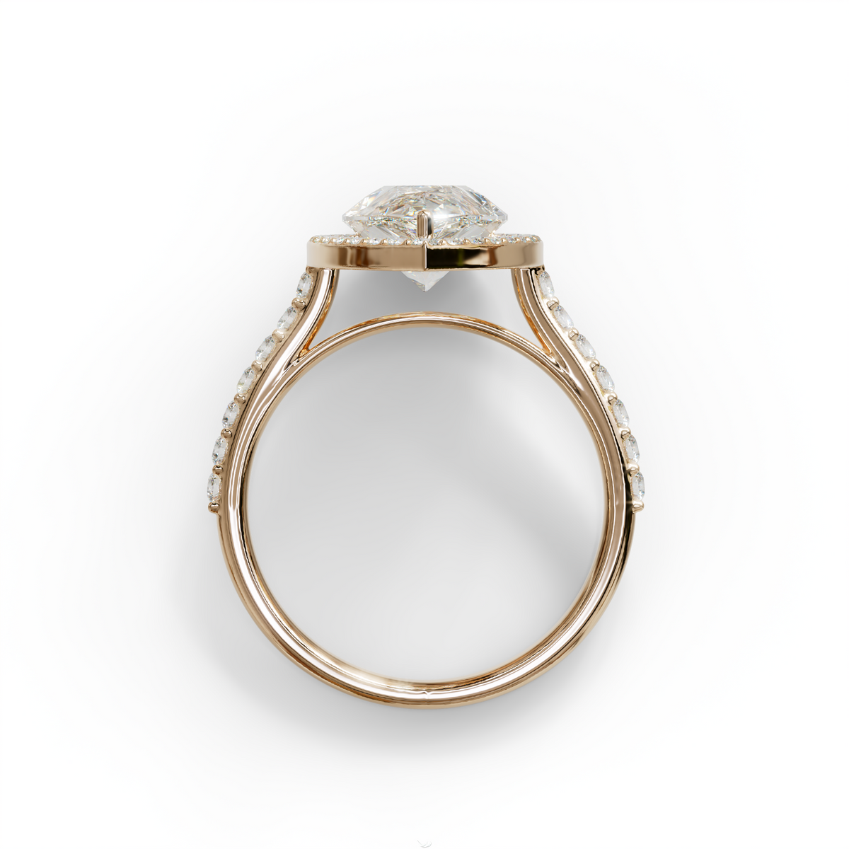 3 Carat E/VVS Pear Cut Halo & Pave Setting Lab Grown Diamond Setting Ring