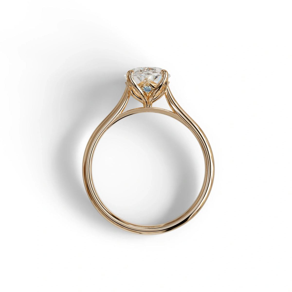 E VVS Oval Cut Hidden Diamond Solitaire Lab Grown Diamond Ring - Secrecy