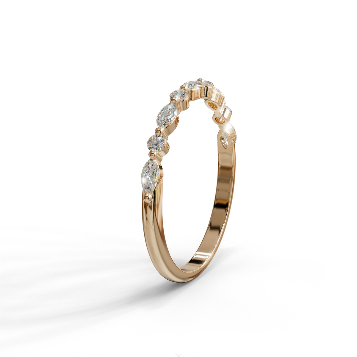 E/VVS Round & Marquise Lab Grown Diamond Wedding Band - 10 Stone Ring