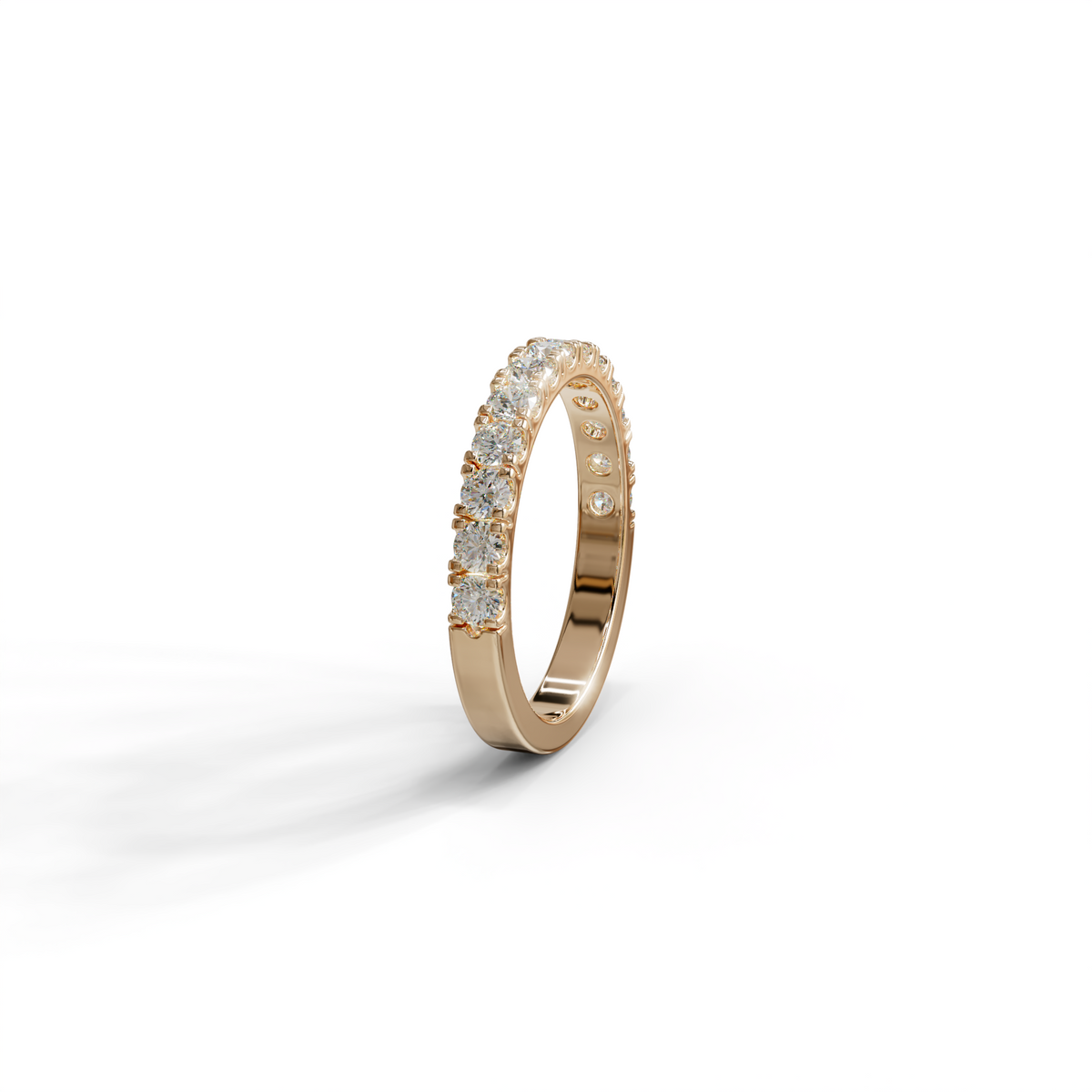 E/VVS Round Lab Grown Diamond Wedding Band - 13 Stone Pave Ring