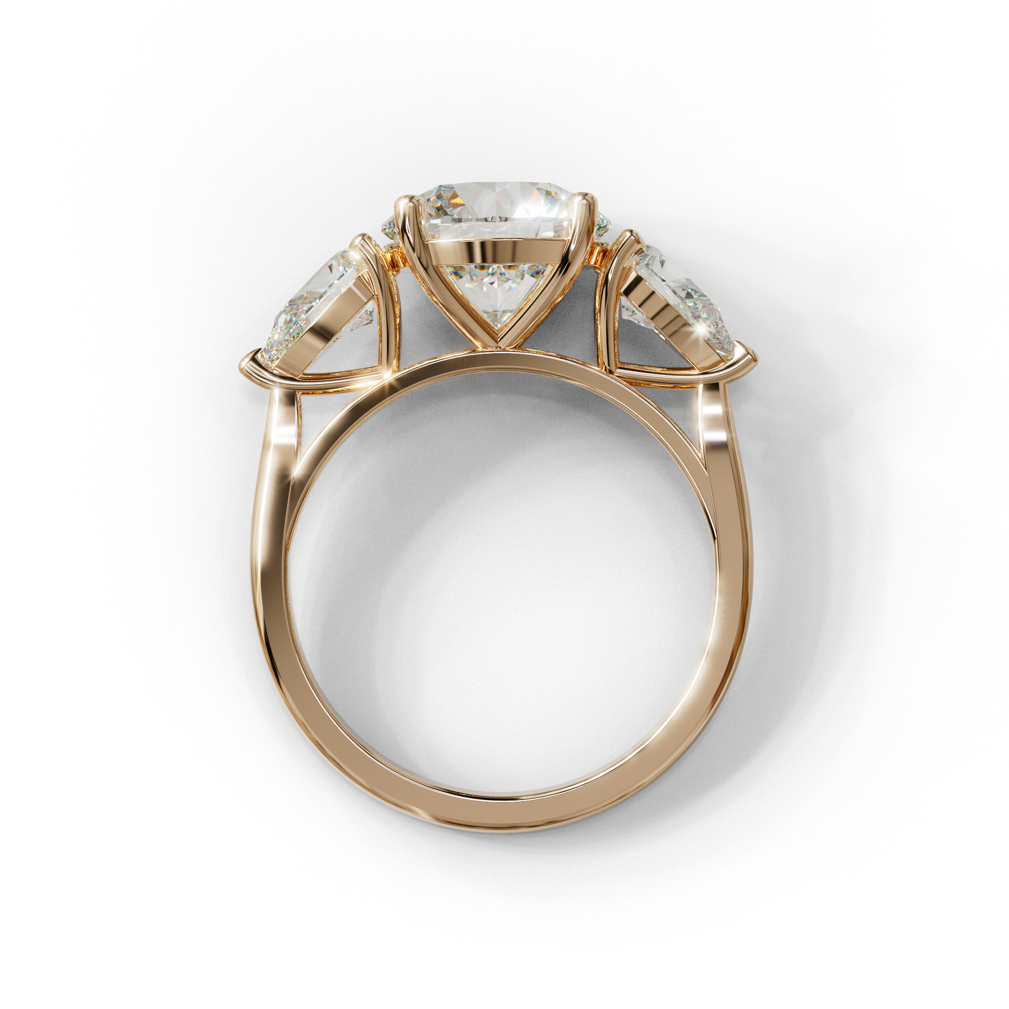 5 Carat E-VVS Round & Pear Cut Three Stone Lab Diamond Ring - Luminous