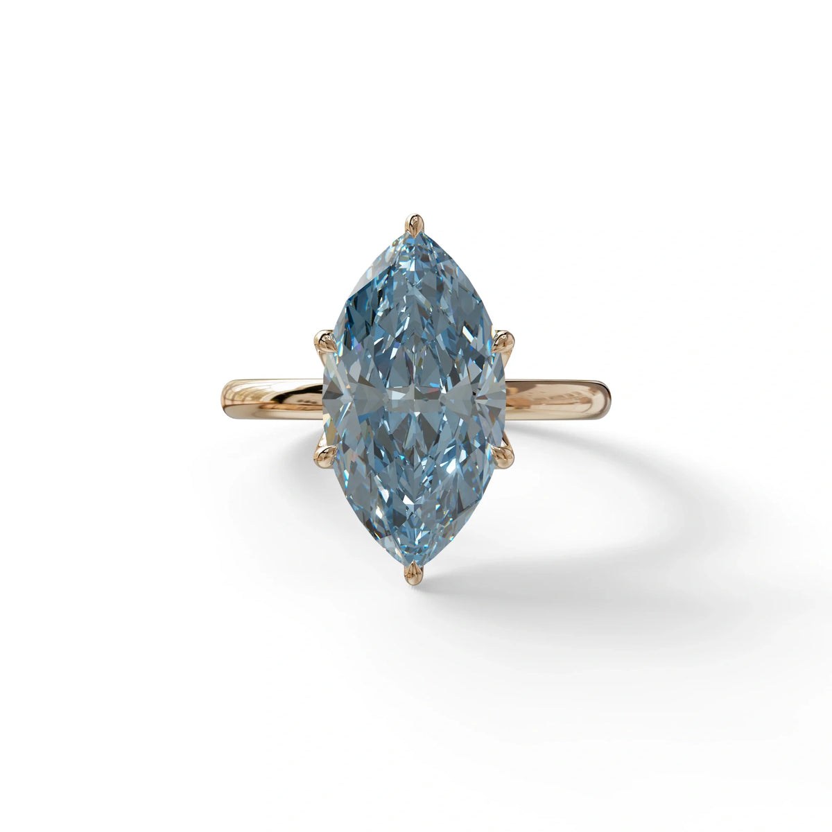 5 Carat Blue Lab Grown Diamond Engagement Ring · Marquise Cut Hidden Halo | Etoile - view 2