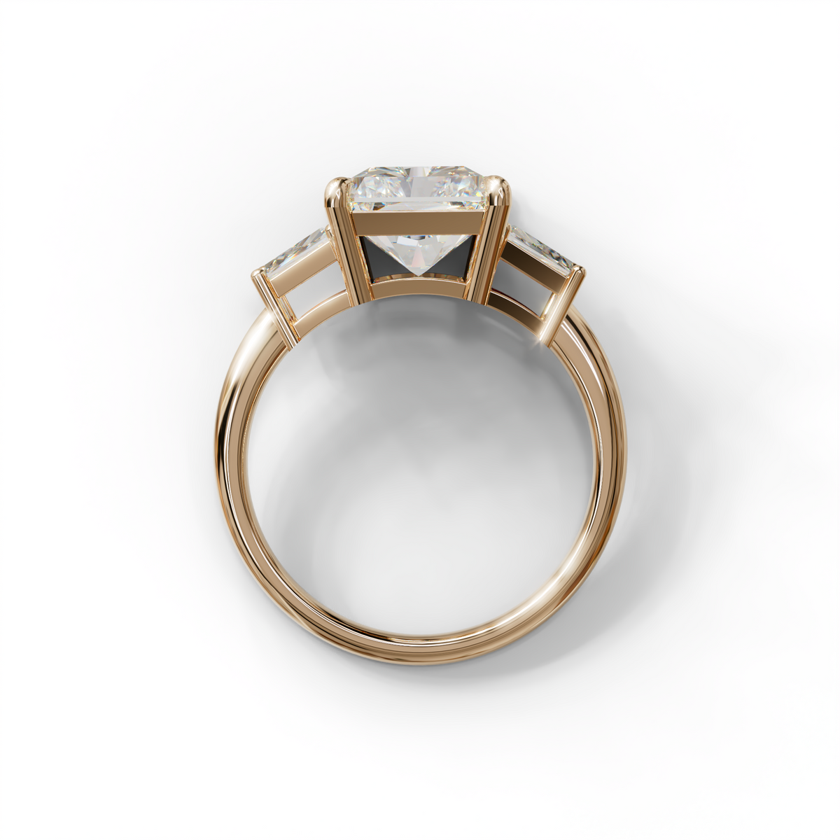 4 Carat Radiant & Trapezoid Three Stone Engagement Ring - Embrace