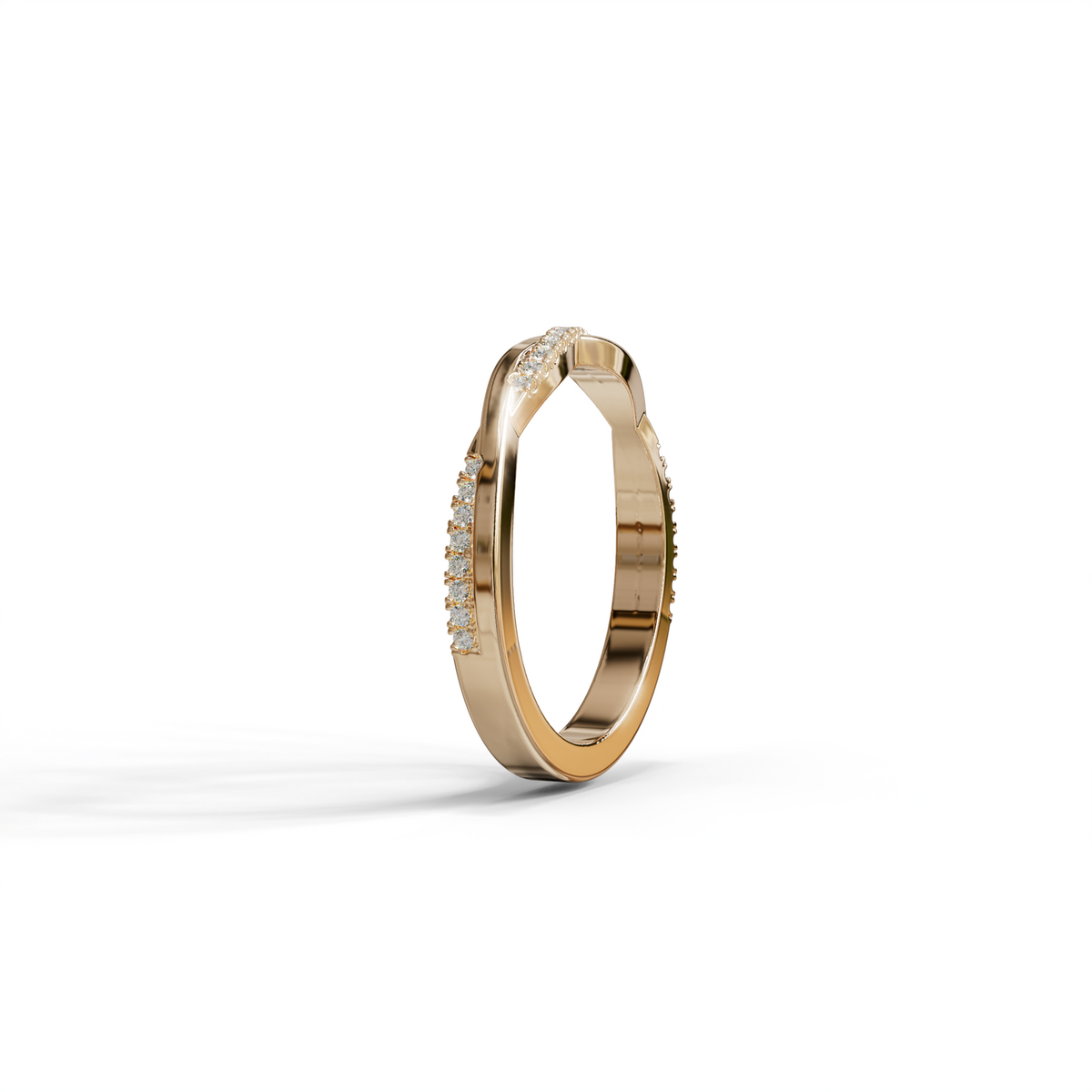 Elegant Twisted Band with Lab‑Grown Diamonds – Women’s Wedding Ring