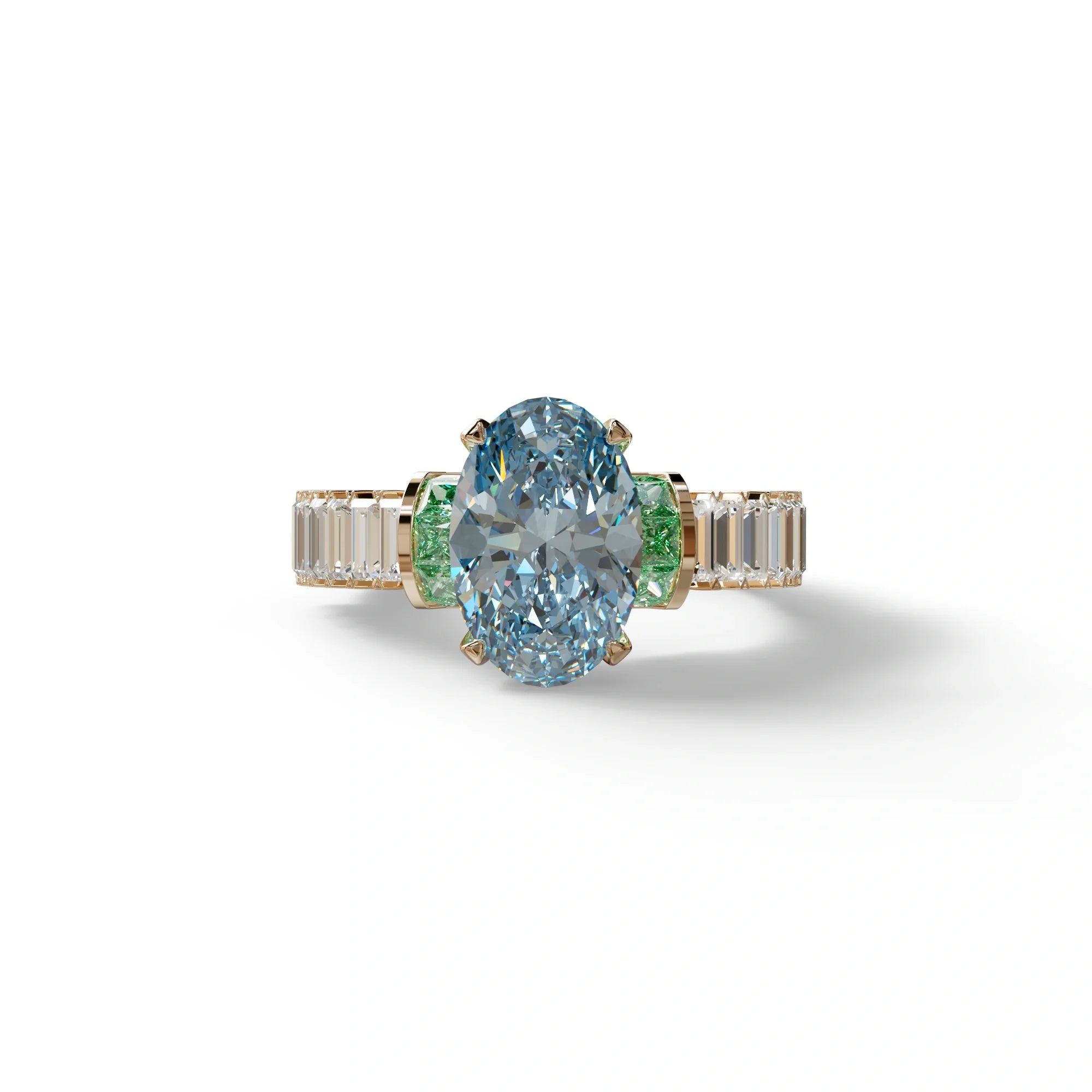 3 Carat Fancy Blue Oval Cut Lab-Grown Diamond Wedding Ring – Bellora - 10K Solid Gold / Rose Gold