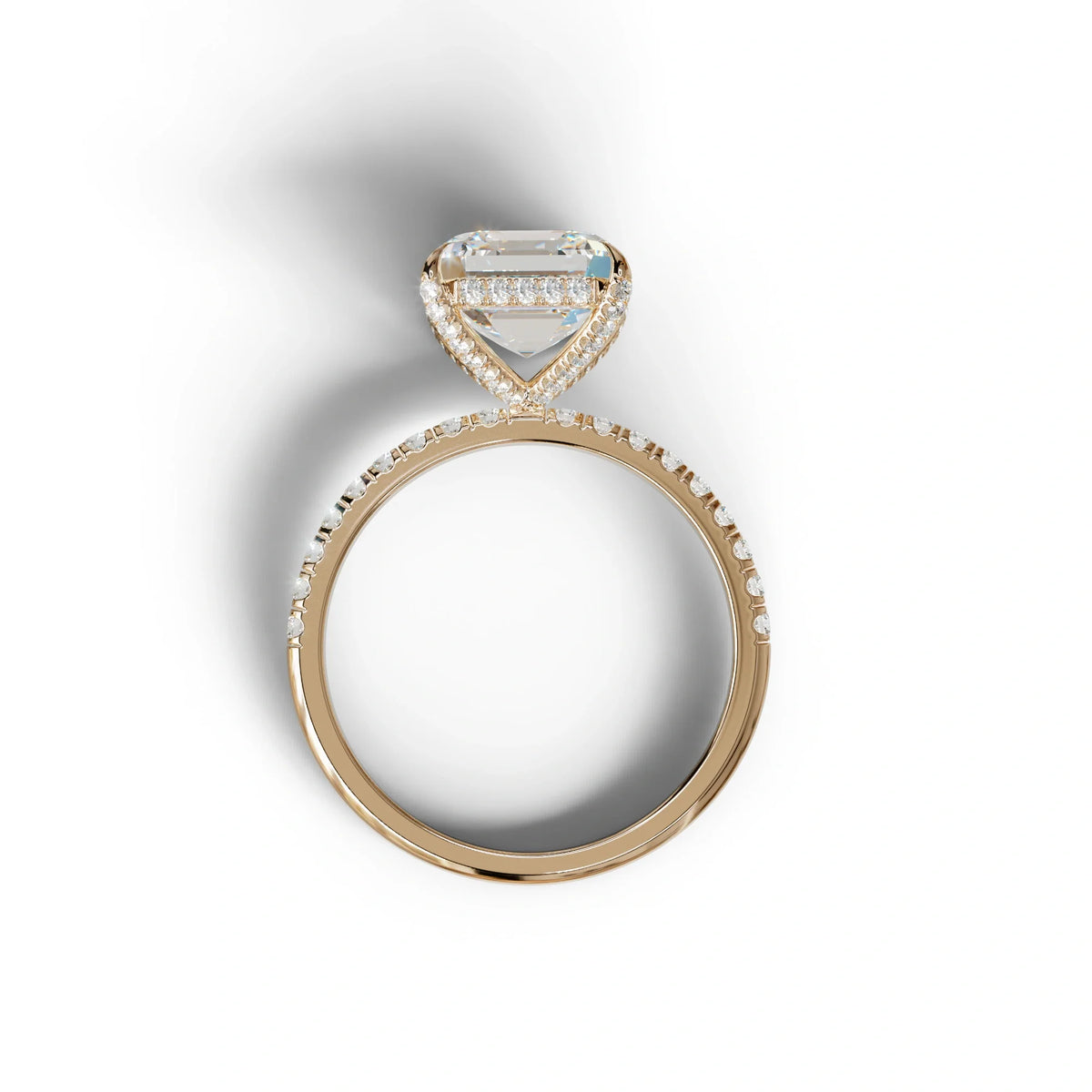 3 Carat E-VVS Asscher Cut Hidden Halo & Pave Lab Grown Diamond Ring