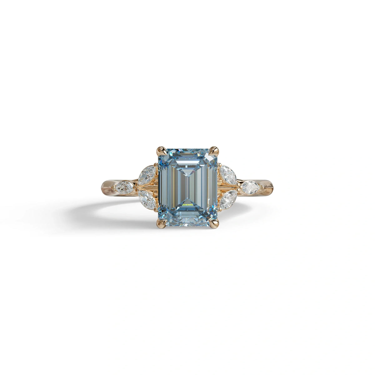 2.5 Carat Blue Lab Grown Diamond Engagement Ring · Emerald Cut Nature-Inspired | Verona - view 2