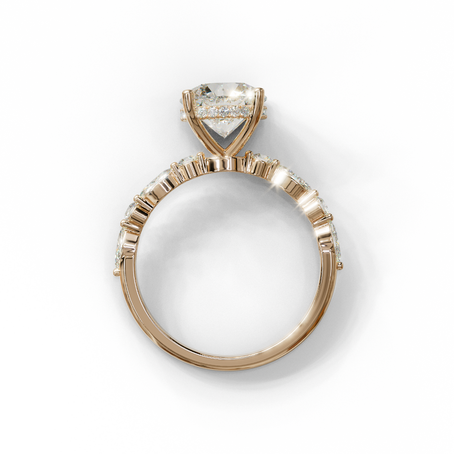 2 Carat E-VVS Round Cut Hidden Halo & Pave Set Lab Diamond Ring - Pure Origin