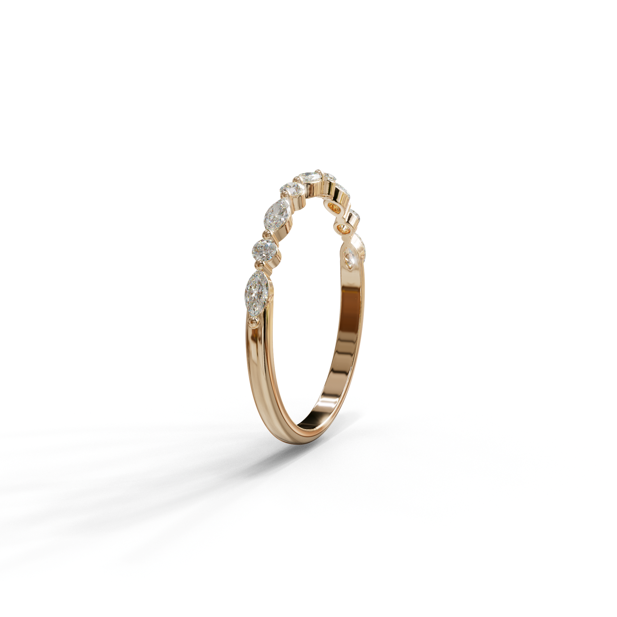 Floating Citrine - Round & Marquise Lab Grown Diamond Half Eternity Stacking Band