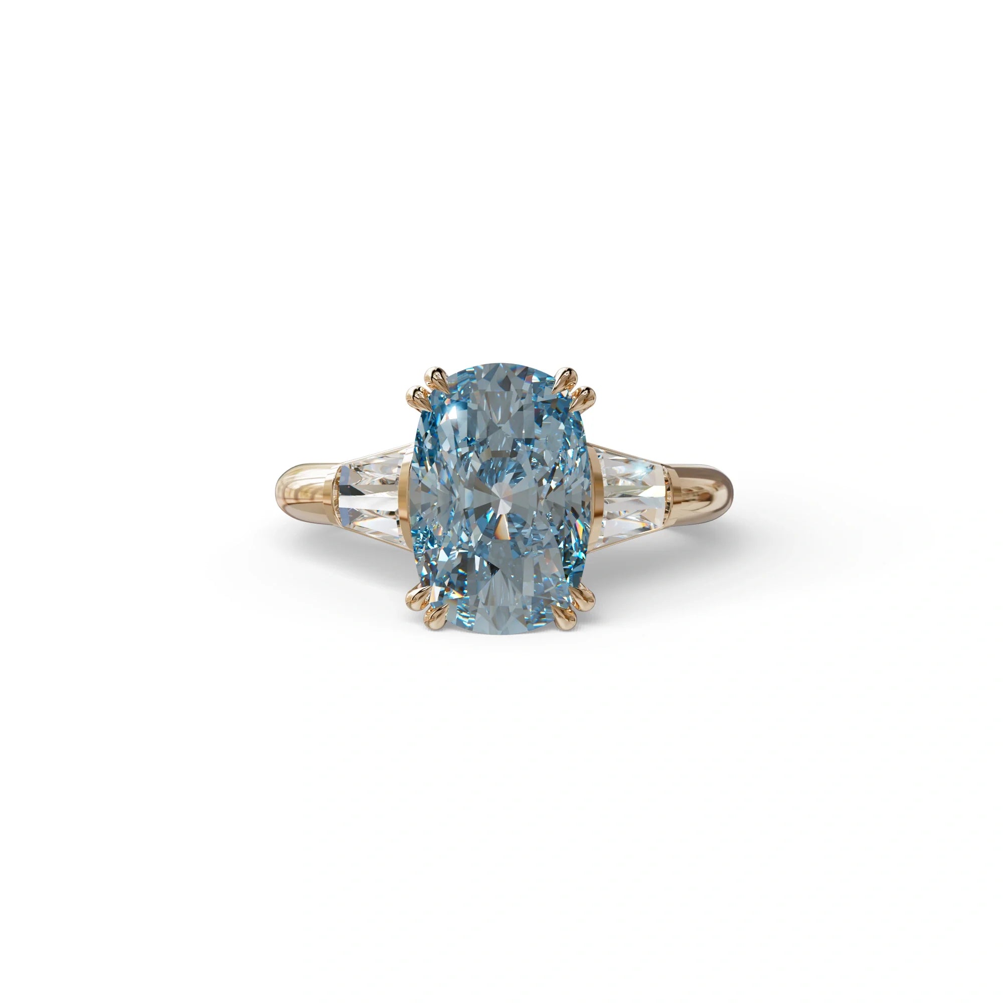 4 Carat Blue Elongated Cushion Cut Lab Diamond Engagement Ring - Sagittarius - 10K Solid Gold / Rose Gold