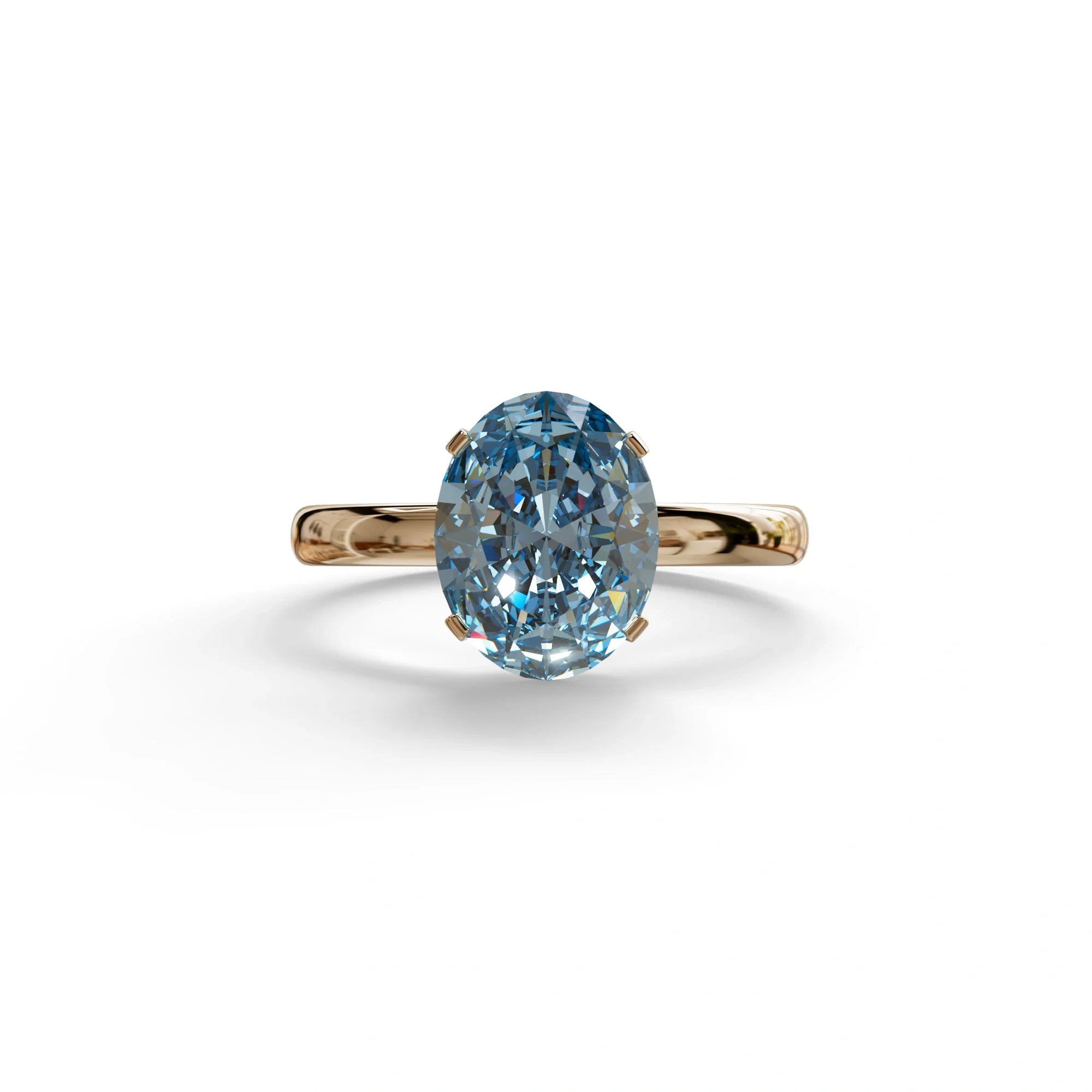 2 ct Oval Solitaire Diamond Ring Blue Lab Diamond Engagement Ring - Eira - 10K Solid Gold / Rose Gold