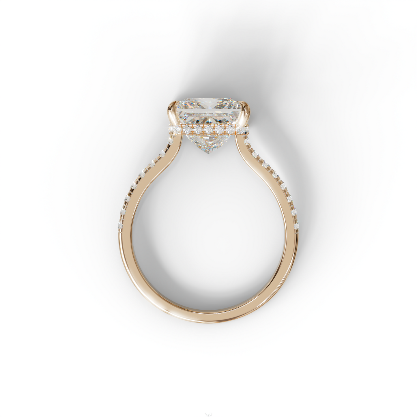 3 Carat E-VVS Square‑Cut Center Stone Engagement Ring – Hidden Halo & Pavé Design