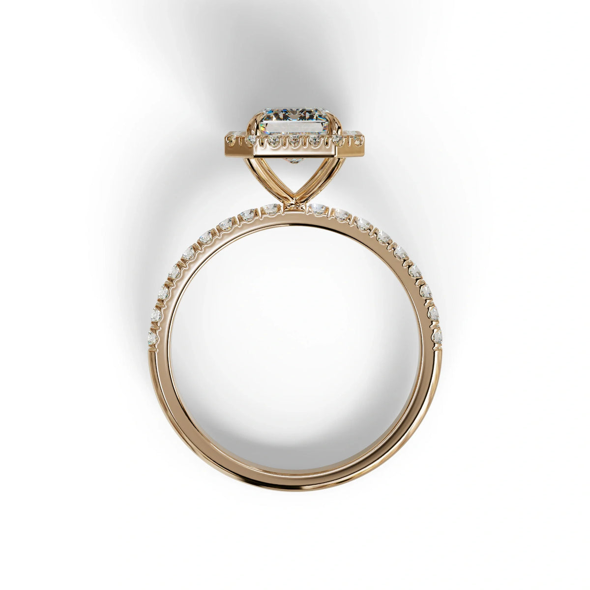 E-VVS Emerald Cut Halo & Pave Lab Grown Diamond Engagement Ring - Viola