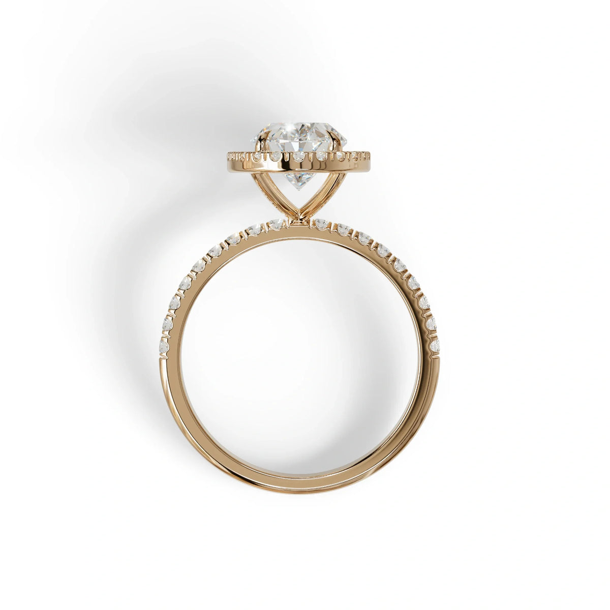 E-VVS Oval Cut Halo & Pave Lab Grown Diamond Engagement Ring - AnnaBella