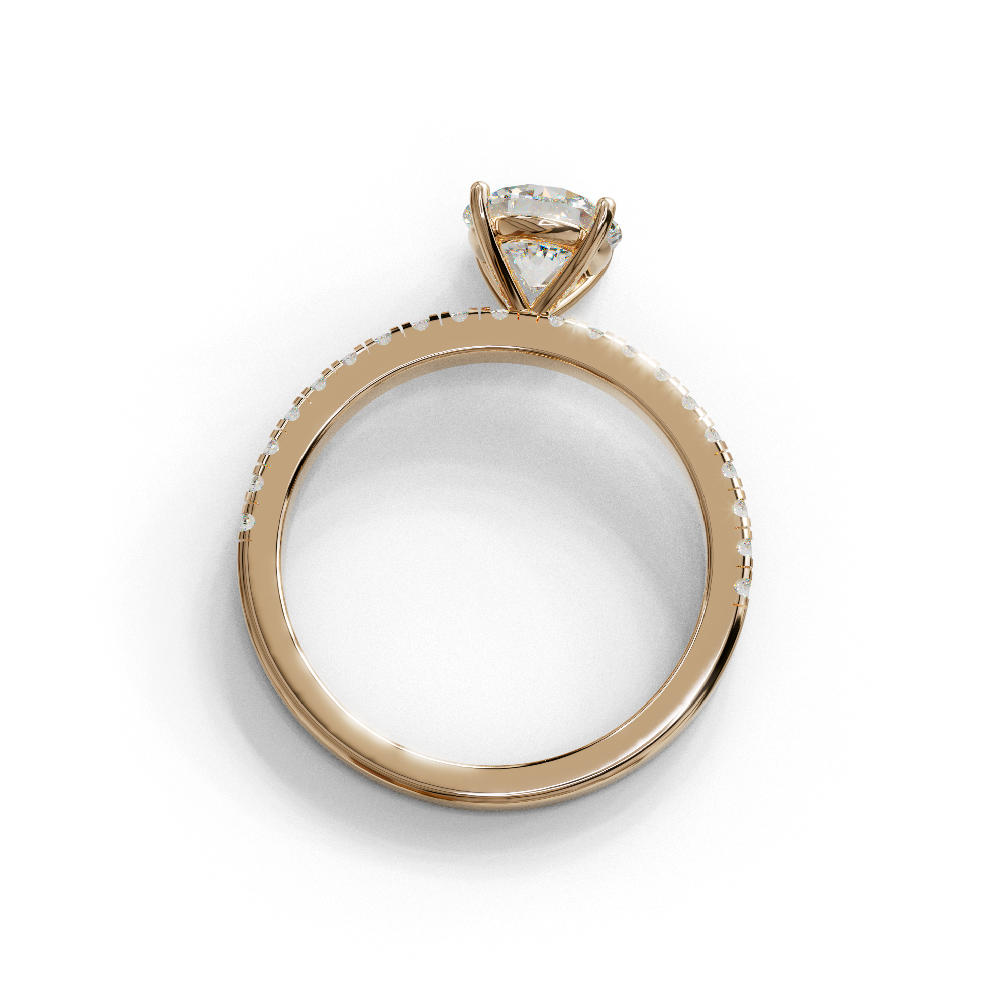 1.5 Carat E VVS Round Lab Diamond Ring - Classic Pave Set Ring