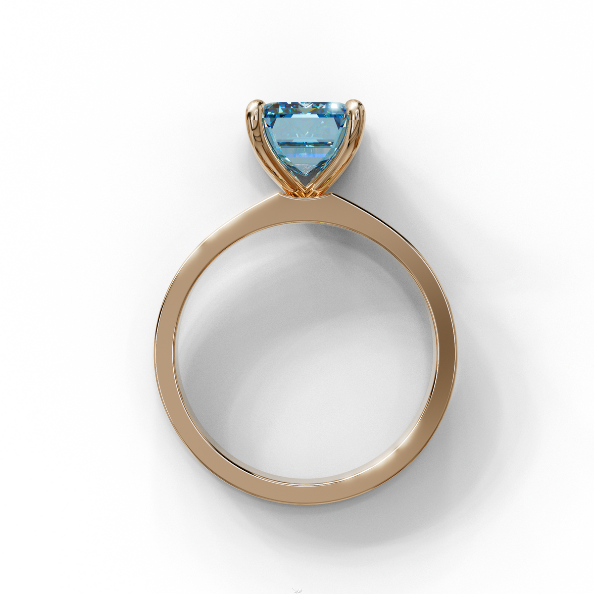 3 Carat Blue Emerald Lab Grown Diamond Solitaire Engagement Ring - Zulu