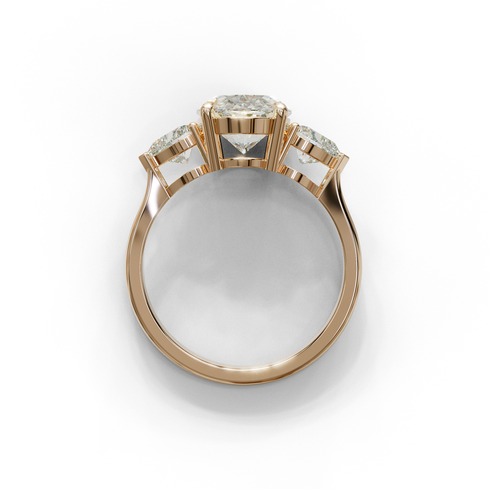 4 Ct E VVS Oval & Heart Shape 3 Stone Engagement Diamond Ring - Lucid