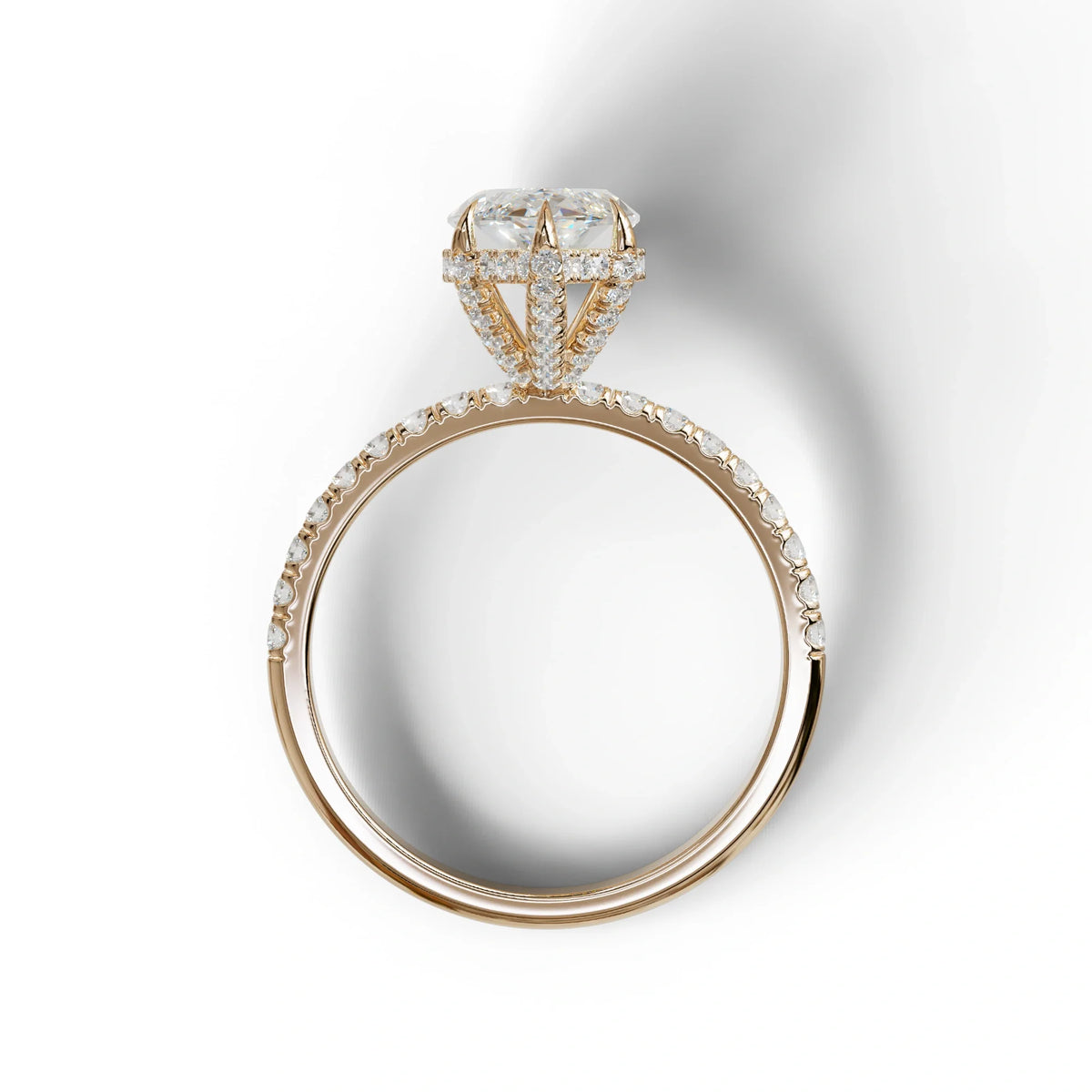 3 Carat E-VVS Marquise Cut Lab Diamond In Hidden Halo & Pave Setting Ring