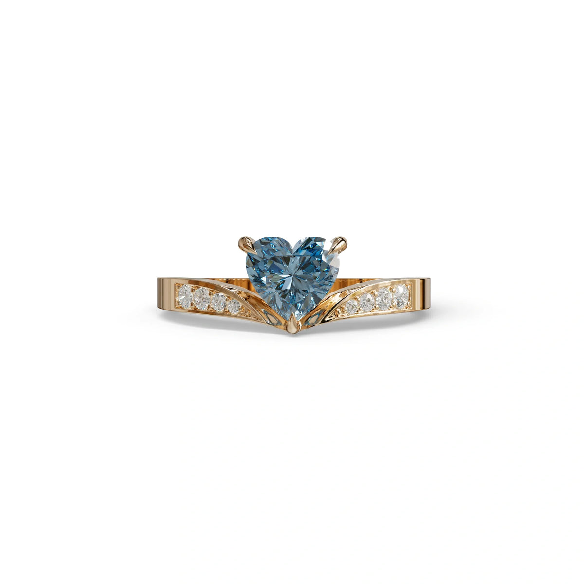 Blue Heart Shape Lab Grown Diamond Engagement Ring - Moise - 2 Carat / 10K Solid Gold / Rose Gold