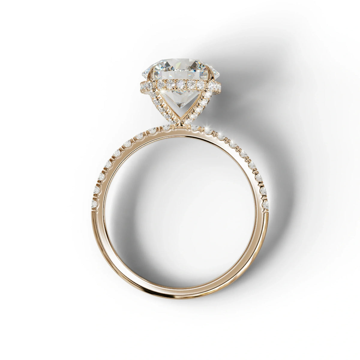 3.5 Carat E-VVS Round Cut Lab Diamond Ring - Halo & Pave Setting Wedding Ring