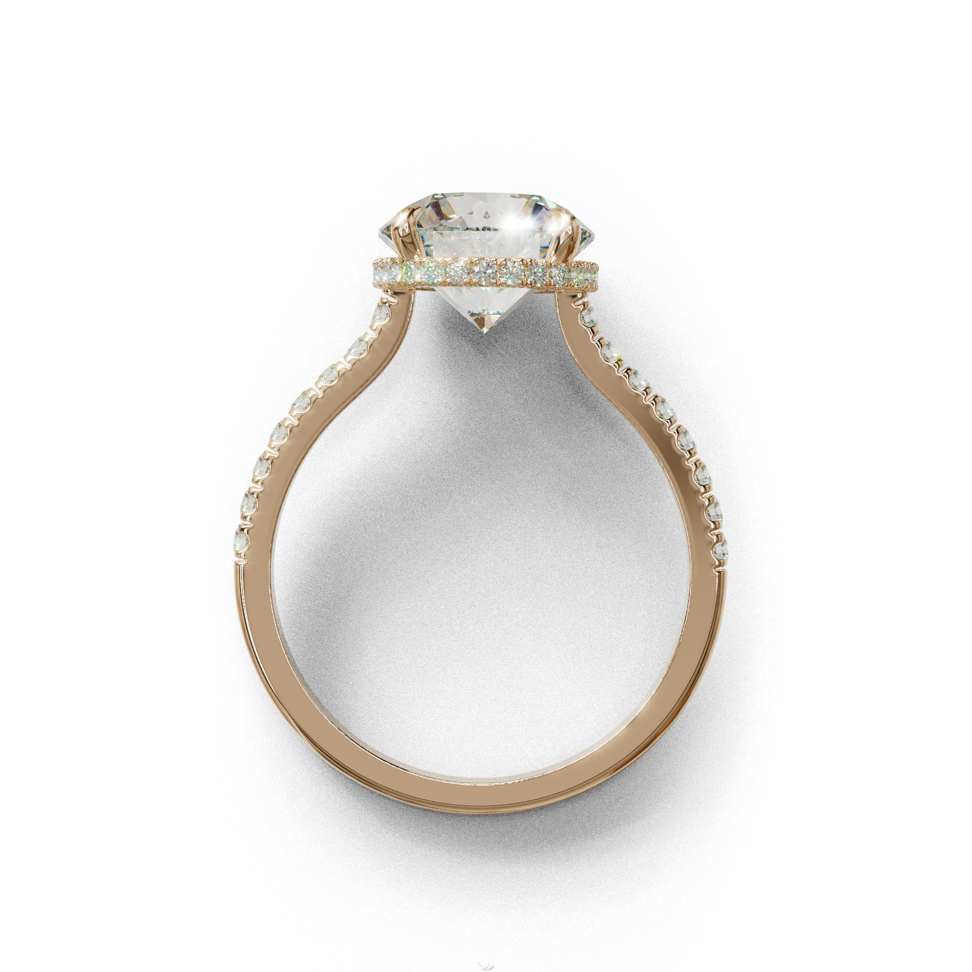 3 Carat E/VVS Round Cut Hidden Halo & Pave Setting Lab Diamond Ring - Eblouissant