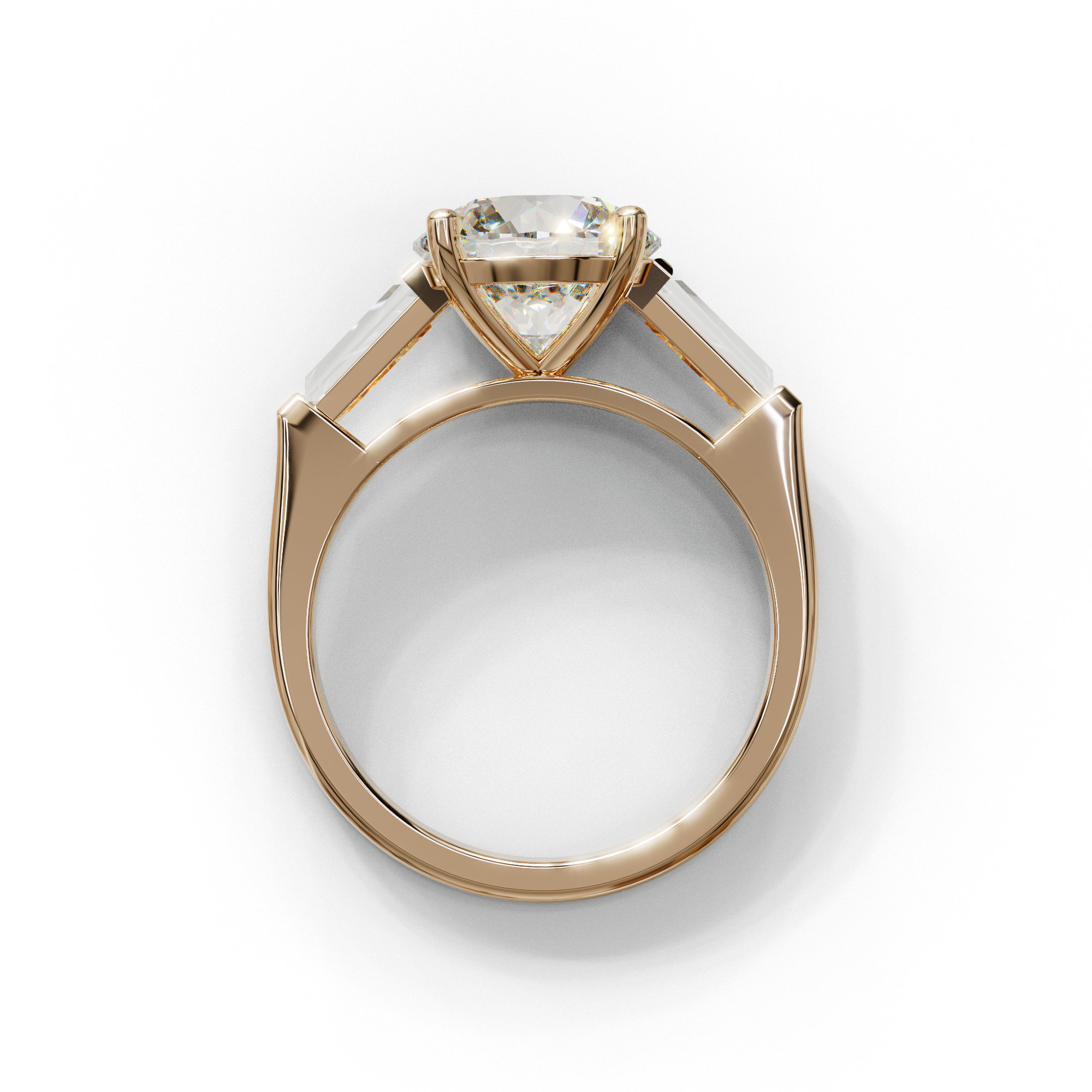 E-VVS 3 Carat Round & Tapered Cut Multi Stone Lab Diamond Ring - Reflection
